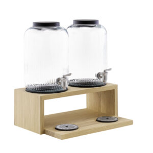 APS üveg italadagoló natúr fa talp 2x7l VALO