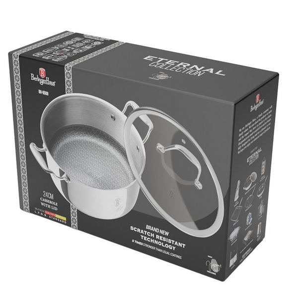ETERNAL rozsdamentes bevonatos lábos+fedő 24 cm indukciós